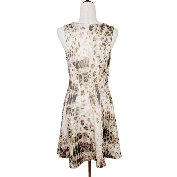 CARMEN STEFFENS Designer Ponte Knit Animal Print Fit Flare Sleeveless Dress - M - Picture 8 of 11